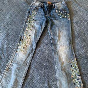 Driftwood Kelly Blueberry Blossom embroidered jeans size 27/xs